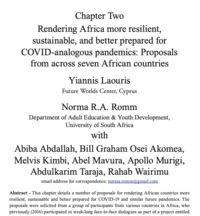 Chapter2. Rendering Africa more resilient, sustainable, and better prepared for COVID-analogous pandemics: Proposals from across seven African countries