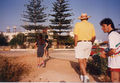 Stuart during his 1994 visit at the Deryneia View point with George Vakanas, Joulietta Laouri]] and Romina Laouri