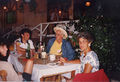 Stuart during his 1994 visit with Yiannis Laouris, George Vakanas, Joulietta Laouri]] and Romina Laouri at a local restaurant in Famagusta